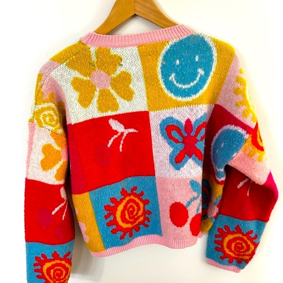 3 for $20 🌸 Dreamers Pink and Yellow Crew Neck Sweater Artistic Design - Picture 4 of 7